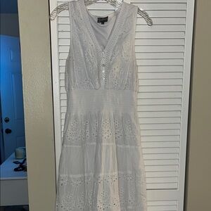 MEXICANA White Tiered Midi Sundress V-Neck